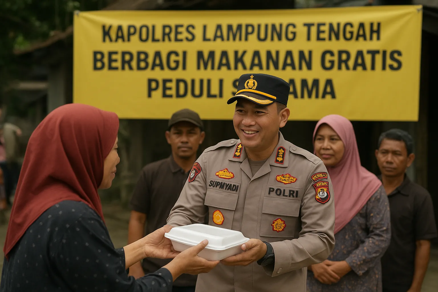 Kapolres Lampung Tengah Berbagi Makanan Gratis Peduli Sesama