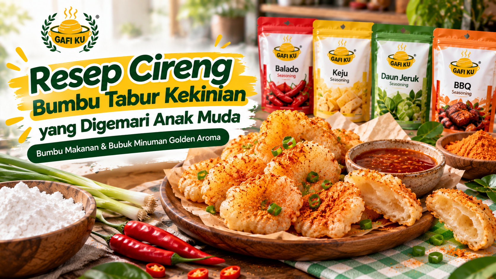 Resep Cireng Bumbu Tabur Kekinian yang Digemari Anak Muda	Bumbu Makanan & Bubuk Minuman Golden Aroma